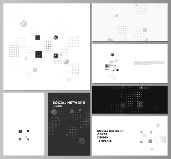 L'illustration vectorielle abstraite minimaliste des mises en page modifiables des maquettes de réseaux sociaux modernes dans des formats populaires. Fond vectoriel abstrait aux formes géométriques fluides . — Image vectorielle