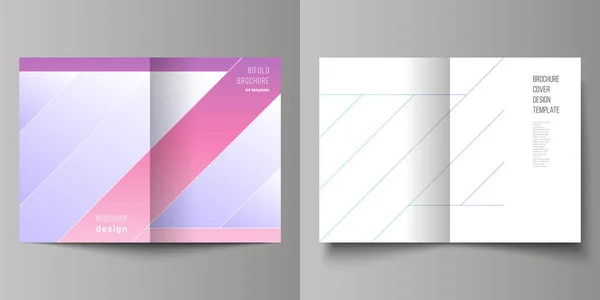 The vector layout of two A4 format modern cover mockups design templates for bifold brochure, magazine, flyer, booklet, annual report. Creative modern cover concept, colorful background. — Stock Vector