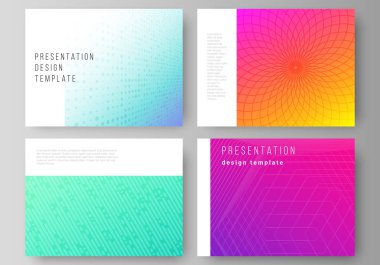 Sunum slaytlarının düzenlenebilir düzeninin minimalist soyut vektör çizimi iş şablonlarını dizayn eder. Renkli gradyan iş geçmişine sahip soyut geometrik desen.