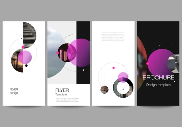 The minimalistic vector illustration of the editable layout of flyer, banner design templates. Creative background with circles and round shapes that form planets and stars. — Stock Vector