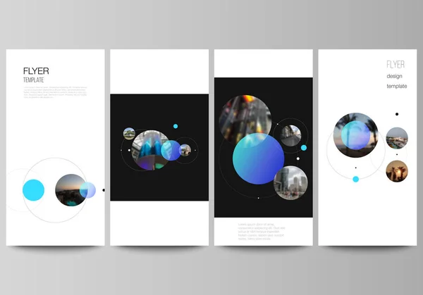 L'illustration vectorielle minimaliste de la mise en page modifiable des modèles de flyer et de bannière. Fond créatif avec des cercles et des formes rondes qui forment des planètes et des étoiles . — Image vectorielle