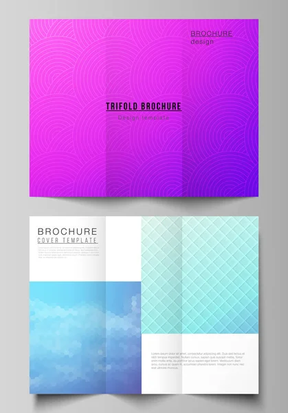 De minimale vectorillustratie van bewerkbare lay-outs. Moderne creatieve hoezen design sjablonen voor driedelige brochure of flyer. Abstract geometrisch patroon met kleurrijke gradiënt zakelijke achtergrond. — Stockvector