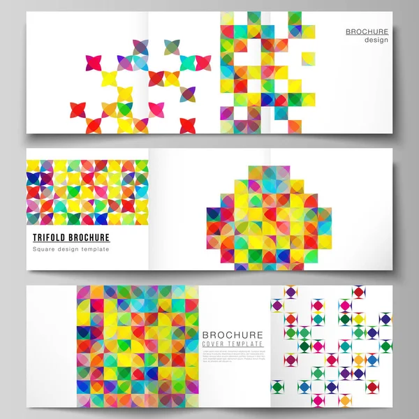Минимальная векторная компоновка квадратного формата охватывает дизайн трехмерной брошюры, листовки, журнала. Абстрактный фон, геометрический узор с яркими кругами, геометрический дизайн . — стоковый вектор