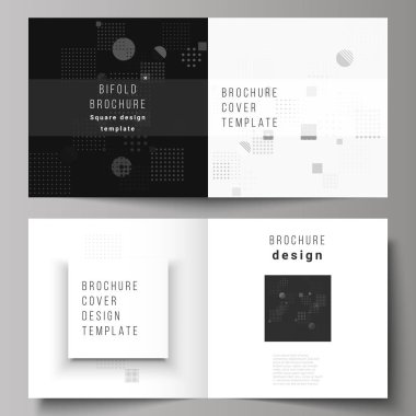 Düzenlenebilir düzeni iki vektör çizim kare tasarım bifold broşür, dergi, broşür, kitapçık için şablonlar kapsar. Soyut vektör arka plan ile sıvı geometrik şekiller.