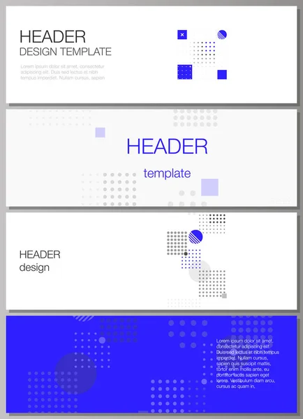 De minimalistische vector illustratie van de bewerkbare lay-out van headers, banner design templates. Abstracte vector achtergrond met vloeiende geometrische vormen. — Stockvector