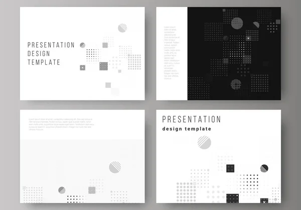 Den minimalistiska abstrakt vektor illustrationen av presentationsbilderna redigerbara layout design business mallar. Abstrakta vektorbakgrund med flytande geometriska former. — Stock vektor