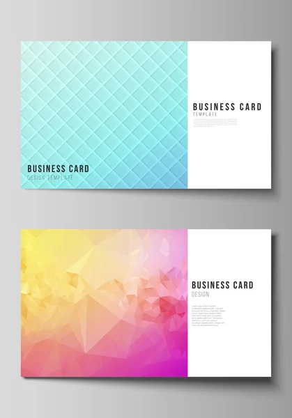 The minimalistic abstract vector illustration of the editable layout of two creative business cards design templates. Abstract geometric pattern with colorful gradient business background. — Stock Vector