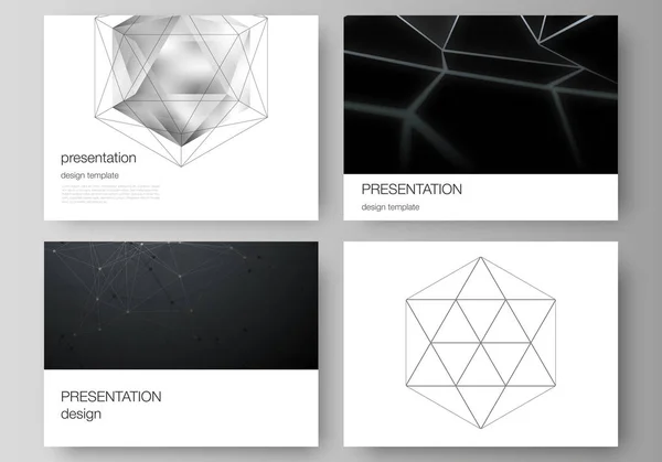 O layout vetorial abstrato minimalista dos modelos de negócios de design de slides de apresentação. 3d design moderno geométrico poligonal fundo abstrato. Ilustração de vetores de ciência ou tecnologia. —  Vetores de Stock