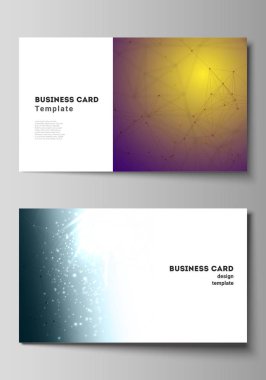 İki yaratıcı kartvizit tasarım şablonlarının soyut vektör çizim düzeni. 3D Çokgen geometrik modern tasarım soyut arka plan. Bilim veya teknoloji vektör illüstrasyon.