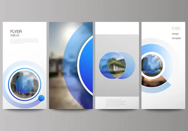Die minimalistische Vektorillustration des editierbaren Layouts von Flyern, Banner-Design-Vorlagen. kreativer moderner blauer Hintergrund mit Kreisen und runden Formen. — Stockvektor