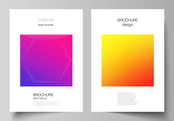 De vector lay-out van A4-formaat moderne cover mockups ontwerp sjablonen voor brochure, tijdschrift, flyer, boekje, jaarverslag. Abstract geometrisch patroon met kleurrijke gradiënt zakelijke achtergrond. — Stockvector