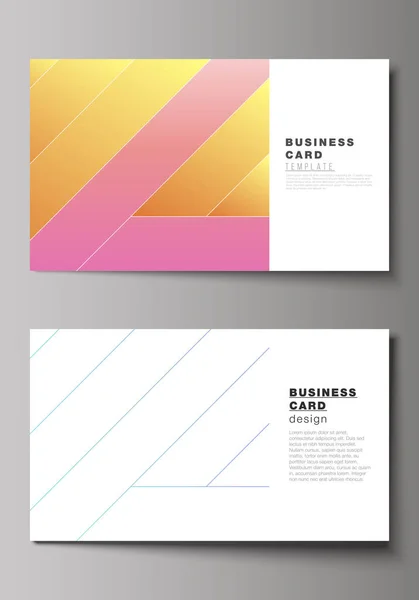 The minimalistic abstract vector illustration of the editable layout of two creative business cards design templates. Creative modern cover concept, colorful background. — Stock Vector