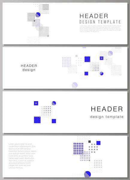 De minimalistische vector illustratie van de bewerkbare lay-out van headers, banner design templates. Abstracte vector achtergrond met vloeiende geometrische vormen. — Stockvector