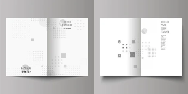 Layout de ilustração vetorial de dois modelos de design de maquetes de capa moderna de formato A4 para brochura bifold, revista, folheto, livreto, relatório anual. Fundo vetorial abstrato com formas geométricas fluidas . — Vetor de Stock
