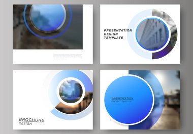 Sunma kaymak düzenlenebilir yerleşimini minimalist tasarlamak vektör çizim tasarım iş şablonları. Yaratıcı modern mavi daireler ile arka plan ve yuvarlak şekiller.