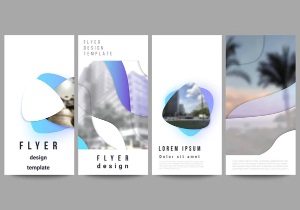 Die minimalistische Vektorillustration des editierbaren Layouts von Flyern, Banner-Design-Vorlagen. blauer Farbverlauf abstrakte dynamische Formen, farbenfrohe geometrische Vorlage. — Stockvektor