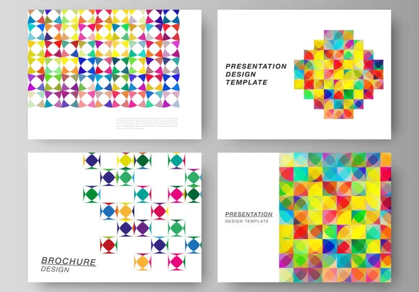 Sunu slaytları tasarım iş şablonları minimalist soyut vektör illüstrasyon düzeni. Soyut arka plan, parlak dairelerile geometrik mozaik desen, geometrik şekiller.