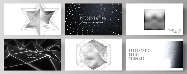 La disposition vectorielle abstraite minimaliste des diapositives de présentation conçoit des modèles d'entreprise. 3d géométrique polygonale design moderne fond abstrait. Illustration vectorielle de la science ou technologie. — Image vectorielle