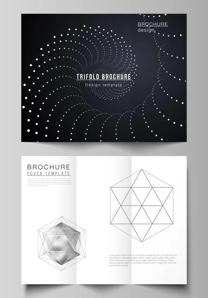 Vector illustratie lay-outs. Modern creatief omvat ontwerpsjablonen voor driebladige brochure of flyer. 3D veelhoekige geometrische modern design abstracte achtergrond. Wetenschap of technologie vector illustratie. — Stockvector