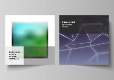 İki kare formatı minimal vektör düzeni broşür, afiş, dergi için tasarım şablonları kapsar. 3D Çokgen geometrik modern tasarım soyut arka plan. Bilim veya teknoloji vektör illüstrasyon.