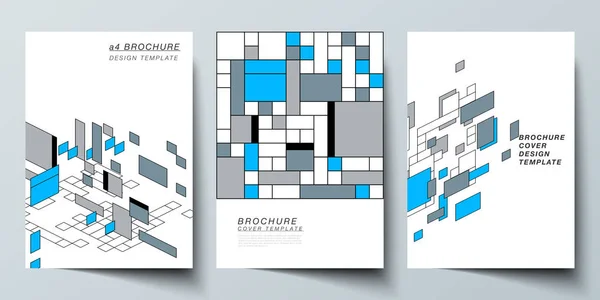 De indeling van de vector van A4 formaat moderne cover testmodellen ontwerpsjablonen voor brochure, flyer, brochure, jaarverslag. Abstracte veelhoekige achtergrond, kleurrijke mozaïek patroon, retro bauhaus de stijl design. — Stockvector