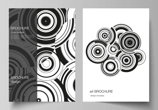 Vector layout of A4 format modern cover mockups design template for brochure, magazine, flyer, booklet, report. Trendy geometric abstract background in minimalistic flat style with dynamic composition — Stock Vector