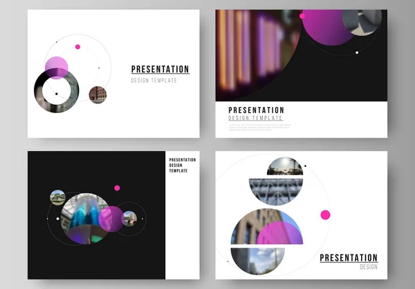 O layout vetorial minimalista dos modelos de negócios de design de slides de apresentação. Design simples conceito futurista. Fundo criativo com círculos e formas redondas que formam planetas e estrelas . —  Vetores de Stock