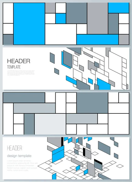 A ilustração vetorial minimalista do layout editável de cabeçalhos, modelos de design de banner. Abstrato fundo poligonal, padrão de mosaico colorido, retro bauhaus de stijl design . — Vetor de Stock