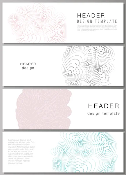 De minimalistische vectorillustratie van de bewerkbare indeling voor headers, banner ontwerpsjablonen. Topografische kaart van de contour, abstracte monochrome achtergrond. — Stockvector