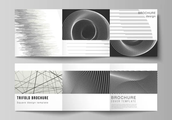 Vektorlayout des quadratischen Formats umfasst Designvorlagen für dreifache Broschüren, Flyer, Magazine. Geometrischer abstrakter Hintergrund, futuristisches Wissenschafts- und Technologiekonzept für minimalistisches Design. — Stockvektor