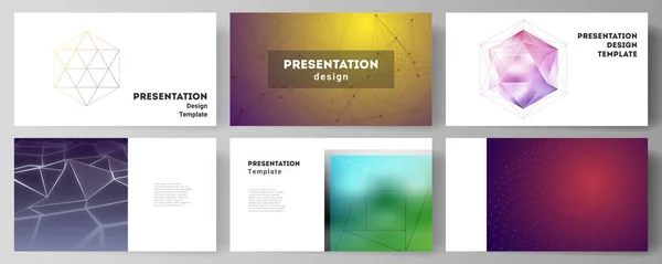 O layout vetorial abstrato minimalista dos modelos de negócios de design de slides de apresentação. 3d design moderno geométrico poligonal fundo abstrato. Ilustração de vetores de ciência ou tecnologia. —  Vetores de Stock