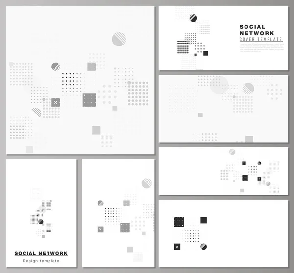 La ilustración vectorial abstracta minimalista de los diseños editables de las maquetas de redes sociales modernas en formatos populares. Fondo vectorial abstracto con formas geométricas fluidas . — Archivo Imágenes Vectoriales