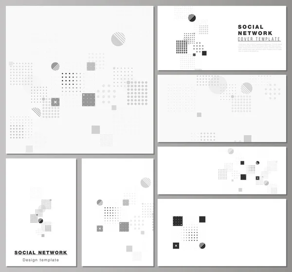 Minimalistyczne streszczenie wektor ilustracja edytowalne układy makiet nowoczesne sieci społecznej w popularnych formatach. Streszczenie tło z płynne kształty geometryczne. — Wektor stockowy