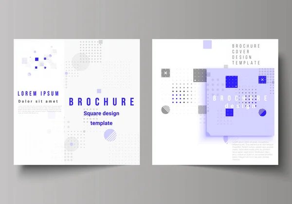 A ilustração vetorial mínima de layout editável de dois formatos quadrados abrange modelos de design para brochura, folheto, revista. Fundo vetorial abstrato com formas geométricas fluidas . — Vetor de Stock