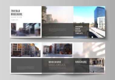 Üç katlı broşür, broşür, dergi, kapak tasarımı, kitap tasarımı ve broşür kapağı için kare kapağı tasarımı. Noktalı soyut yarım ton efekt dekorasyonu. Noktalı desen dekorasyonu.