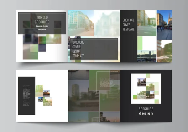 Vektorlayout Des Quadratischen Formats Umfasst Designvorlagen Für Dreifache Broschüren Flyer — Stockvektor