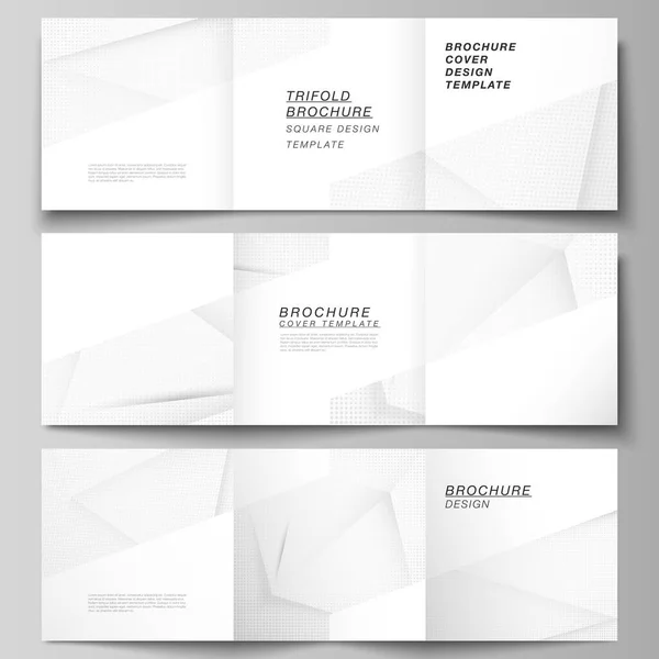 Layout vettoriale di copertine quadrate modelli di design per trifold brochure, magazine, cover design, book design, brochure cover. Mezzitoni punteggiato sfondo con puntini grigi, sfondo gradiente astratto. — Vettoriale Stock