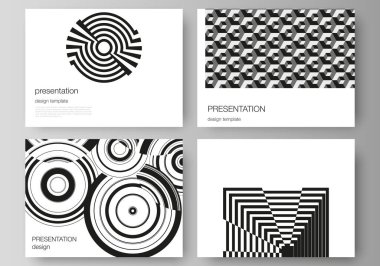 Sunumun minimalist soyut vektör illüstrasyon düzeni iş şablonları dizayn eder. Dinamik bileşime sahip minimalist düz stil içinde modayı takip eden geometrik soyut arkaplan.