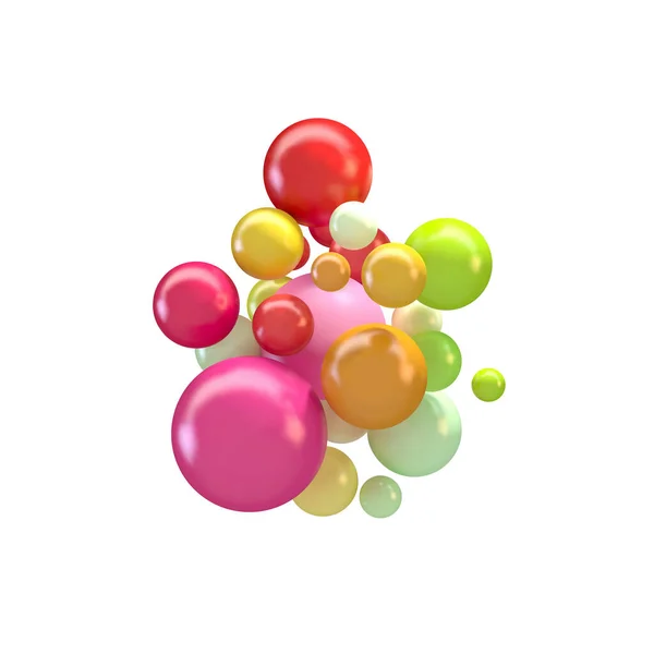 Abstract vector futuristische achtergrond met kleurrijke 3d bollen, glanzende bellen, ballen. — Stockvector