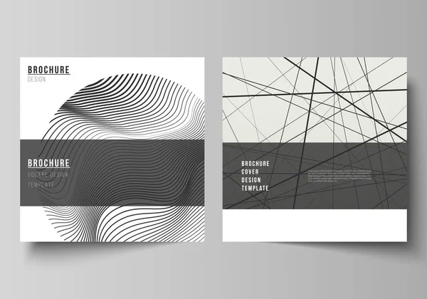 Das minimale Vektorlayout von zwei quadratischen Formaten deckt Designvorlagen für Broschüren, Flyer, Magazine ab. Geometrischer abstrakter Hintergrund, futuristisches Wissenschafts- und Technologiekonzept für minimalistisches Design. — Stockvektor