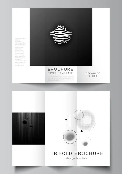 Vector lay-outs van covers ontwerp sjablonen voor drievoudige brochure, flyer lay-out, tijdschrift, boek ontwerp, brochure cover, reclame mockups. Technologie toekomstige achtergrond, ruimte ontwerp astronomie concept — Stockvector