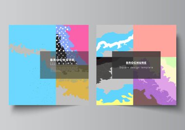 Broşür, broşür, dergi, kapak tasarımı, kitap tasarımı, broşür kapağı için iki kare kapağı tasarımı. Japon şablonu. Asya tarzında peyzaj arka plan dekorasyonu