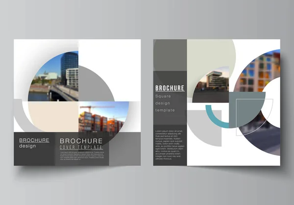 Layout Vettoriale Due Copertine Quadrate Modello Design Brochure Flyer Magazine — Vettoriale Stock