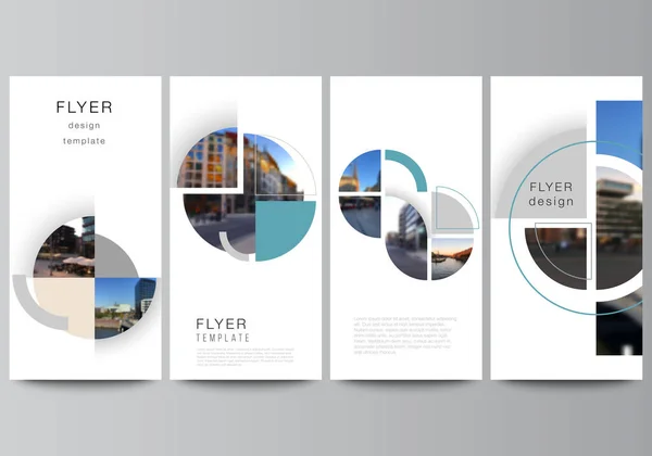 Vektor-Layout von Flyern, Banner-Design-Vorlagen für Website-Werbedesign, vertikale Flyer, Website-Dekoration. Hintergrund mit abstrakten kreisrunden Bannern. Vorlage für Unternehmenskonzepte. — Stockvektor