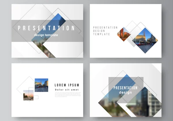 Vector layout of the presentation slides design business templates, multipurpose template with geometric simple shapes, lines and photo place for presentation brochure, brochure cover, business report