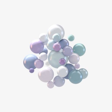 Renkli 3D küreler, parlak baloncuklar, toplar ile soyut vektör fütüristik arka plan.