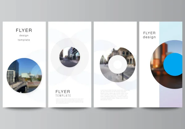 Vektor-Layout von Flyern, Banner-Vorlagen für Website-Werbedesign, vertikales Flyer-Design, Website-Dekoration Hintergründe. Hintergrundvorlage mit Runden, Kreisen für IT, Technik. — Stockvektor