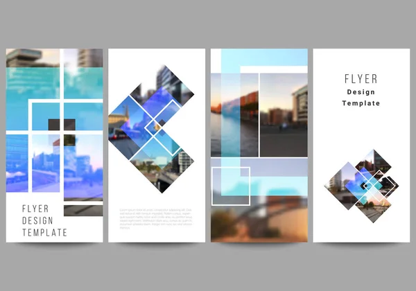Die minimalistische Vektorillustration des editierbaren Layouts von Flyern, Banner-Design-Vorlagen. Kreative trendige Stil-Attrappen, blaue Farbe trendige Design-Hintergründe. — Stockvektor
