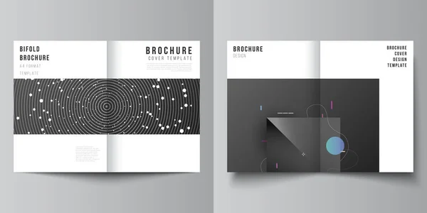 Layout vettoriale di due modelli di copertina in formato A4 per brochure, flyer, magazine, cover design, book design, brochure cover. Scienza della tecnologia sfondo futuro, concetto di astronomia spaziale. — Vettoriale Stock