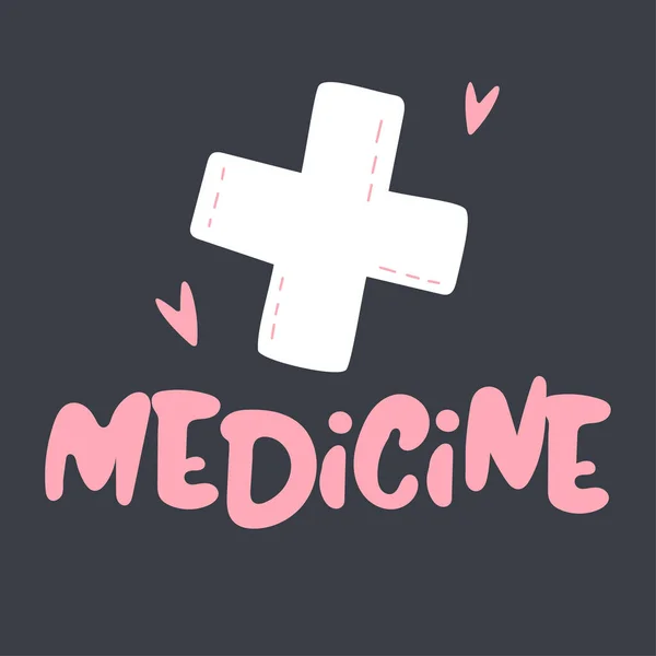 Orvostudomány Szimbóluma Skandináv Stílusban Felirat Felirat Medicine Egyedülálló Kézzel Rajzolt — Stock Vector